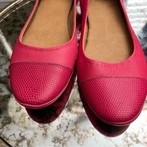 Peter Millar Pink Max Cushioned Snakeskin Tie Leather Ballet Flats never worn